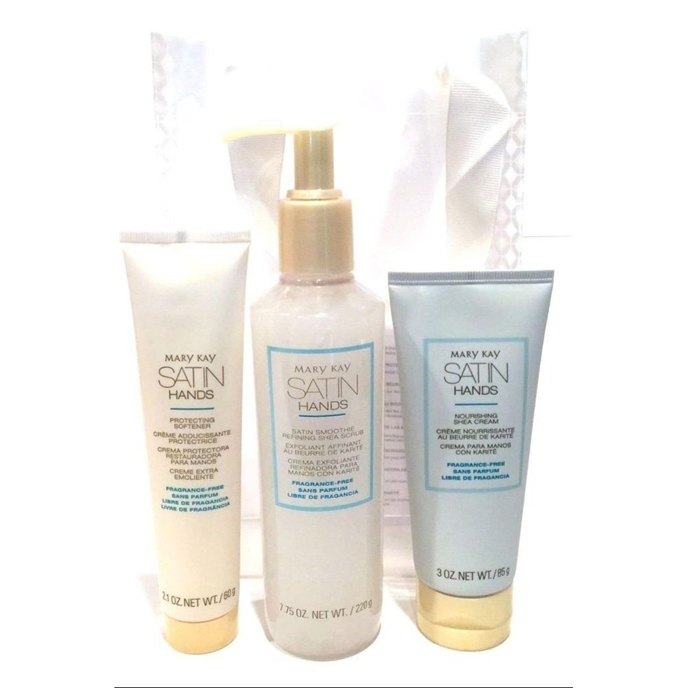 MARY KAY Satin Hands‎ Pampering Set Fragrance Free Shea Hand Care NEW Large Size